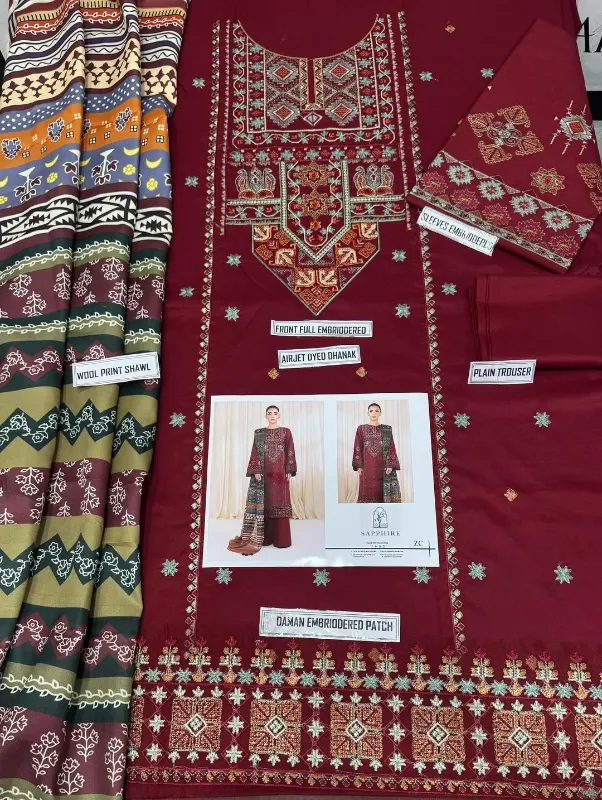 Women's Unstitched Embroidered Suit