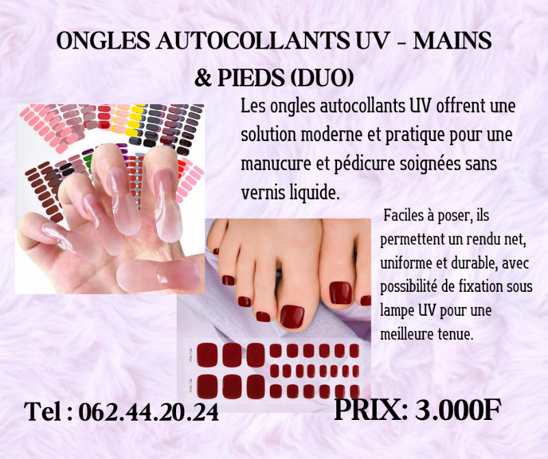 Ongles Autocollants UV – Duo Mains & Pieds