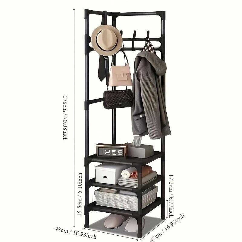 Freestanding metal coat rack organizer