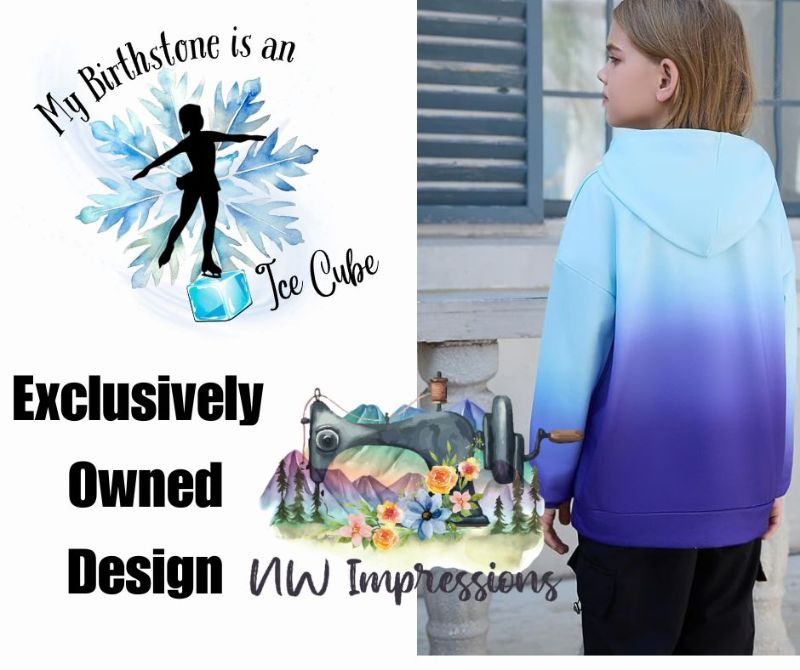 Girls Purple Ombre "My Birthstone is an Ice Cube" Hoodie