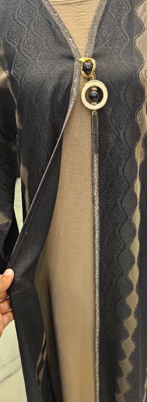 Elegant Black Self Printed Abaya With Comfortable Inner