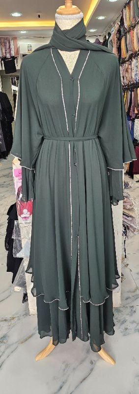 Emerald Dhoop Double Flare Abaya