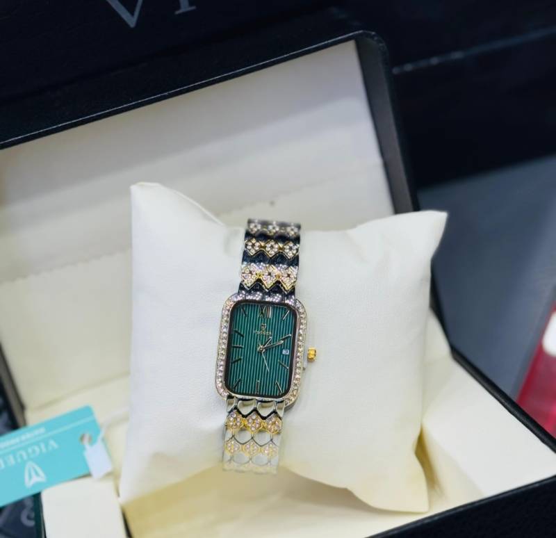 Vigour Ladies Chain Watch - Stone Accented, Water Resistant, Fashionable