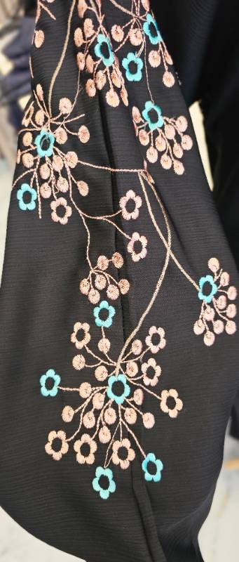 Embroidered Black Abaya With Back Details