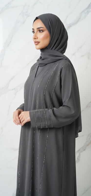 Elegance Stone-Embellished Korean Nidha Abaya | Premium Modest Wear