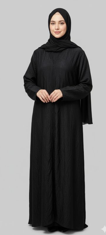 Modest Luxury:Satin Dreams Abaya in Black