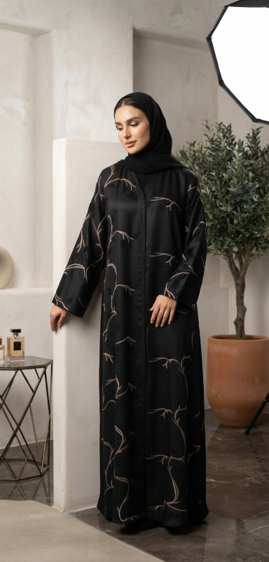 Exquisite Black Nidha Abaya with Floral Embroidery | Luxury Modest Wear