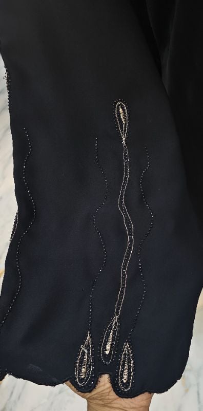 Elegant Black Abaya | Drip Gold Detailing | Korean Fabric