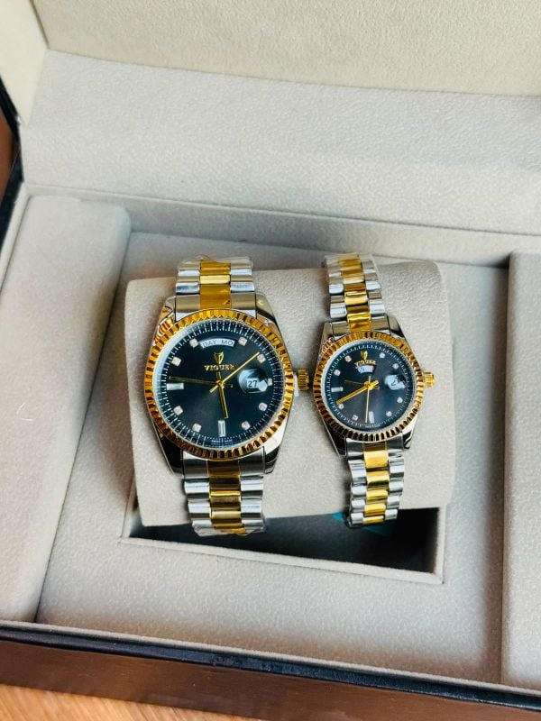 Vigour Luxury Couple Watches | Matching His & Hers Two-Tone Wristwatches