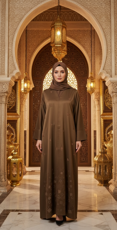 The Bronze Mosaic Abaya with Scattered Accents