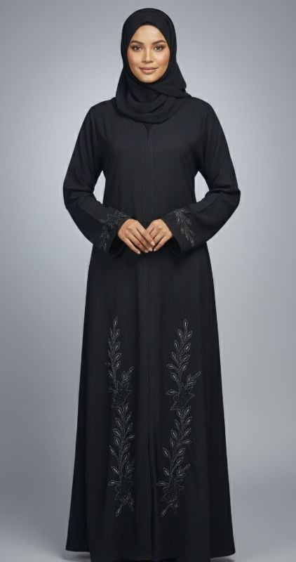 Willow Branch Abaya in Jet Black Nidha