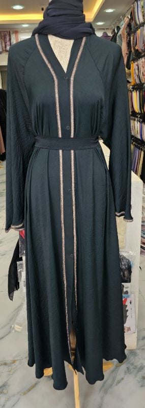 Emerald Flare Elegance Abaya
