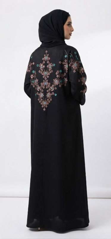 Elegance Embroidered Zoom Fabric Abaya | Buy Trending Black Abaya Online