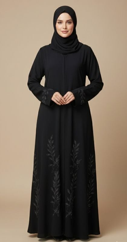 Willow Branch Abaya in Jet Black Nidha