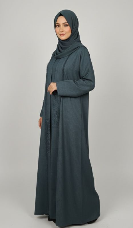 The Sage Raw-Edge: Modern Linen-Look Abaya
