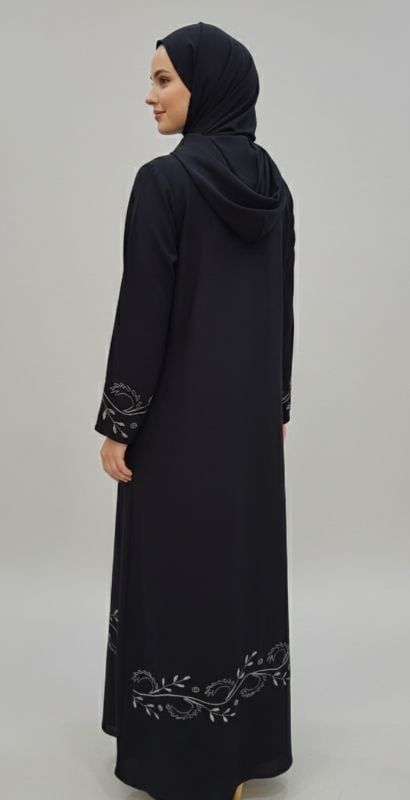 Luminous Vine: Experience the Flow of Premium Nidha with Elegant Silver Embroidery.