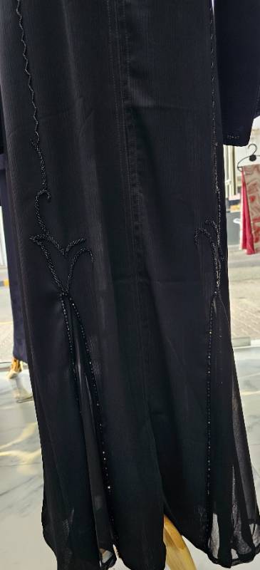 Exquisite Design:Black Pearl Abaya with Stone Work