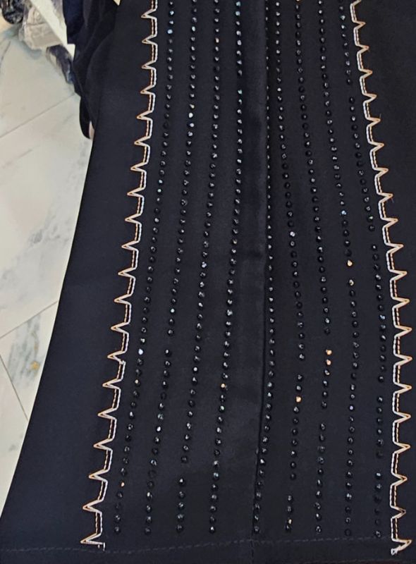 Nidha Empress: Black Korean Nidha Abaya with Embellished Arc Hemline