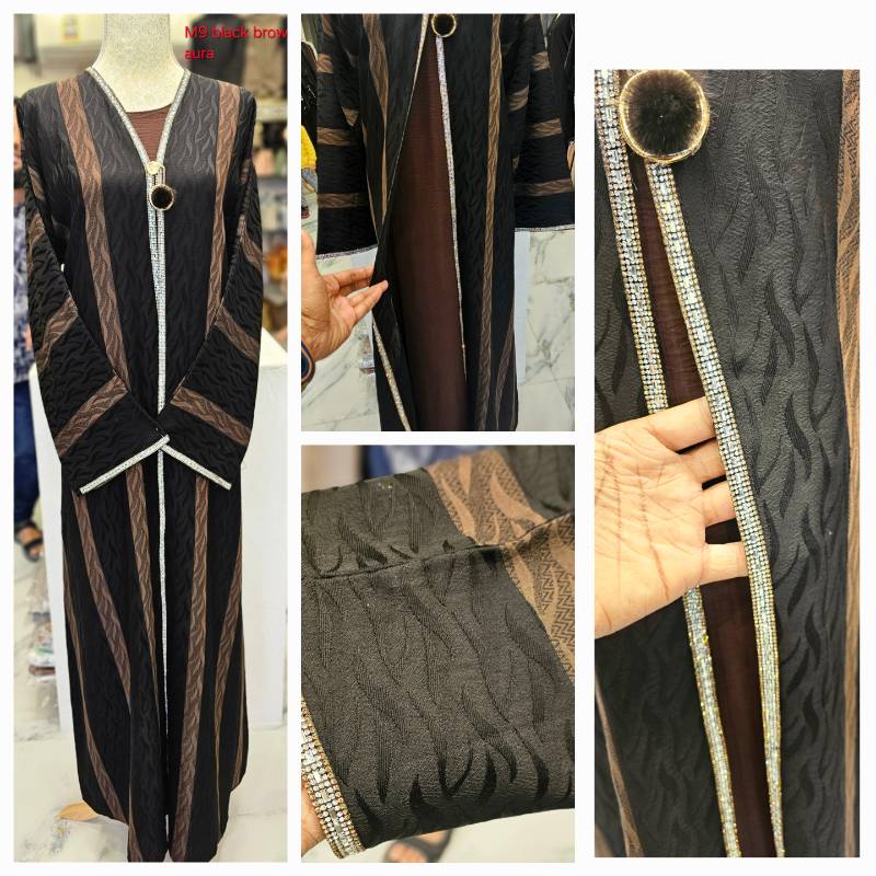 Stunning Black Abaya with Unique Self-Print Design And Inner