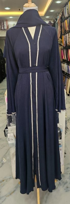 Navy Blue Large Flare Designer Abaya