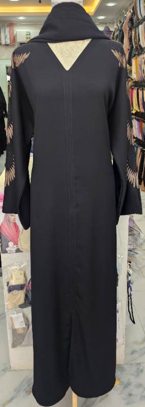 Black Abaya With Gold Adornments
