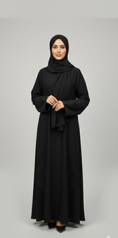 The Noir Prism Abaya – Premium Black Nidha Collection