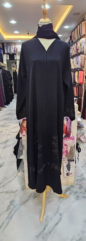 Nidha Luxe Flow Abaya with Subtle Embroidery