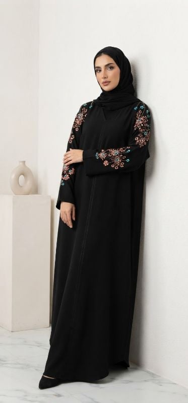 Elegance Embroidered Zoom Fabric Abaya | Buy Trending Black Abaya Online