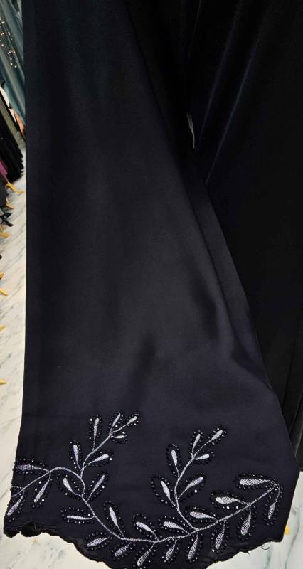 Nightfall Abaya with Silver Leaves