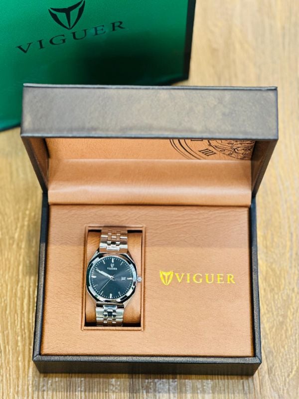 Viguer Classic Stainless Steel Gents Watch with Luxury Presentation Box