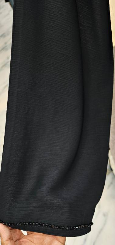 Exquisite Design:Black Pearl Abaya with Stone Work