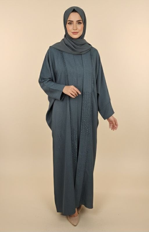 The Sage Raw-Edge: Modern Linen-Look Abaya