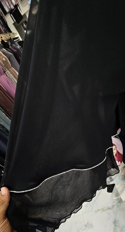 Black Beauty In Chiffon Double Flare Abaya