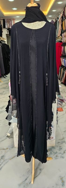 Flowy Black Khaftan Elegance Abaya