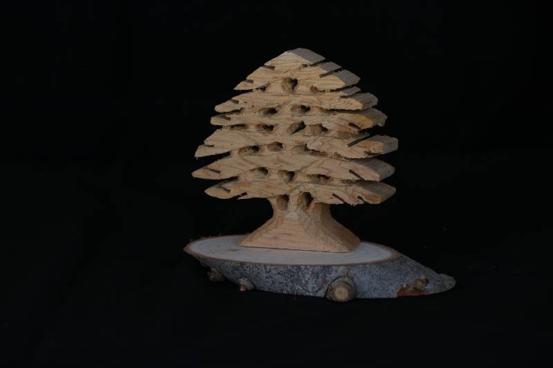 Hand-Carved Wooden Cedar Tree Sculpture
منحوتة شجرة الأرز محفورة يدويًا من الخشب