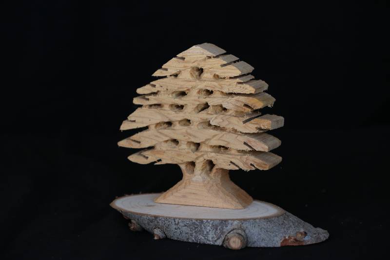 Hand-Carved Wooden Cedar Tree Sculpture
منحوتة شجرة الأرز محفورة يدويًا من الخشب