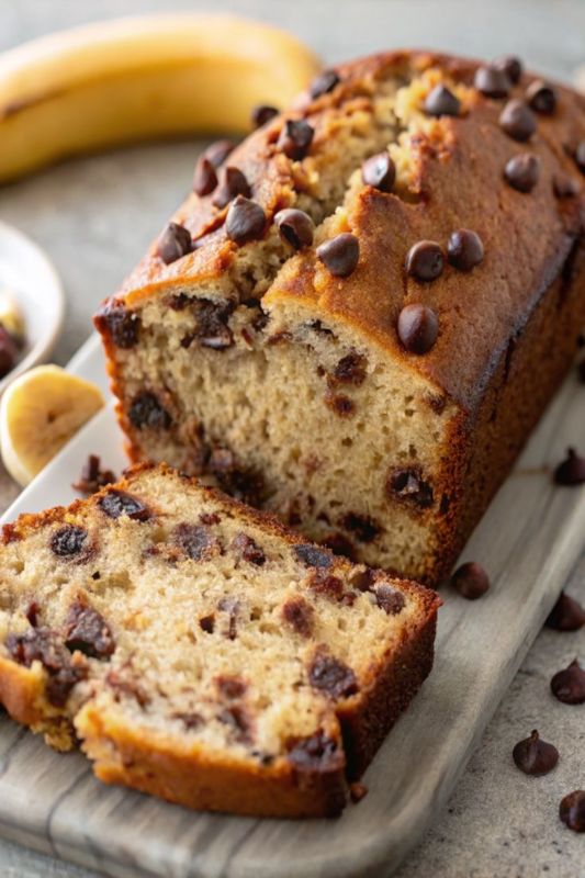 Budín de Banana con chips