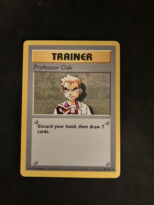 1999 Pokemon Base Set Shadowless Professor Oak /102