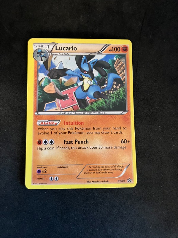 2013 Black and White Plasma Blast Pokemon Black Star Promo Lucario BW85