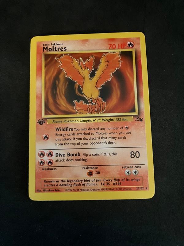 1999 Pokemon 1st Edition Fossil Moltres 27/62