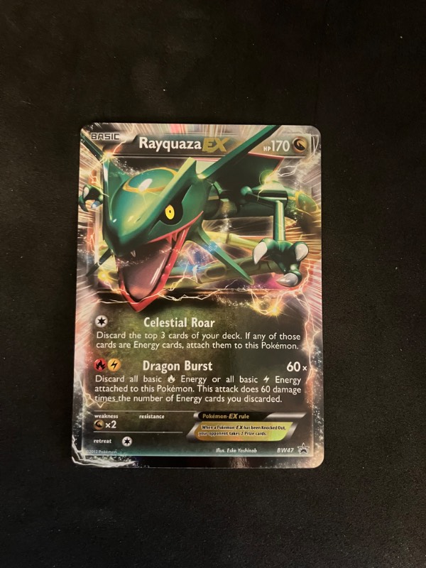 2013 Black and White Plasma Blast Pokemon Black Star Promo Rayquaza Ex BW47