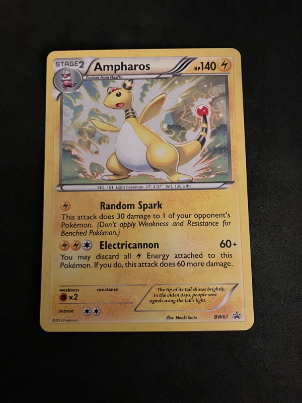 2012 Black and White Pokemon Black Star Promo Ampharos BW67