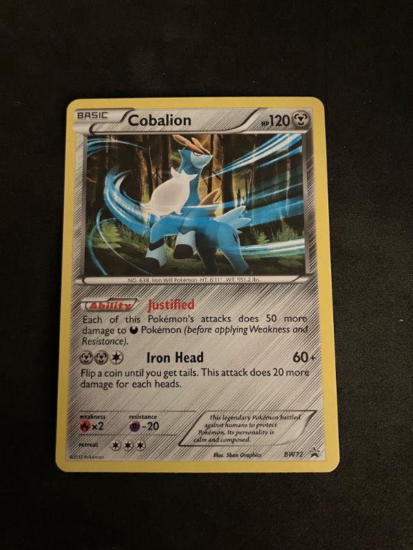 2012 Black and White Pokemon Black Star Promo Cobalion BW72