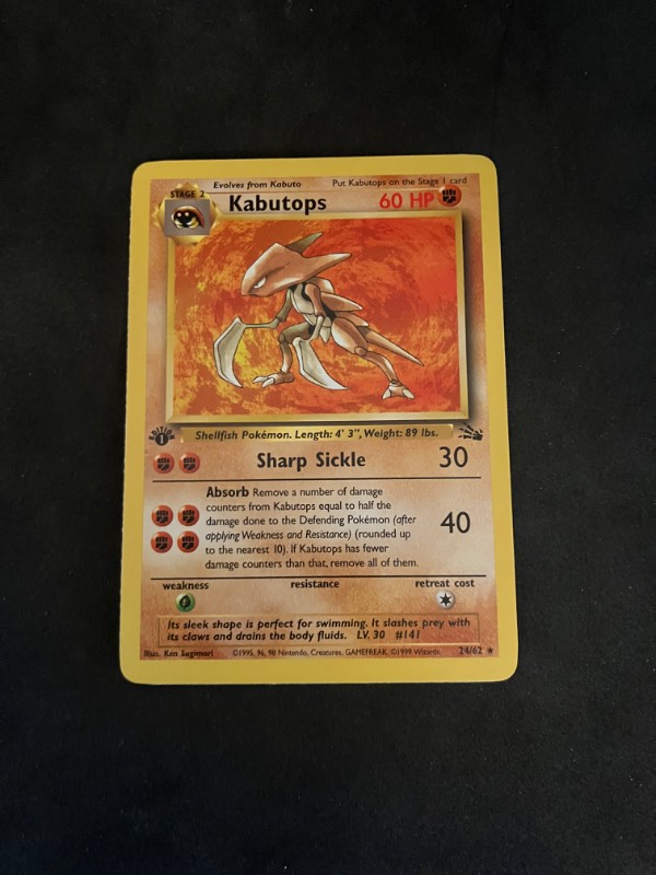 1999 Pokemon 1st Edition Fossil Kabutops 24/62