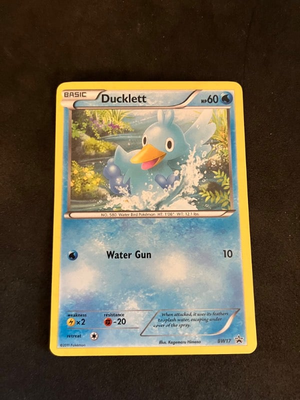 2013 Black and White Plasma Blast Pokemon Black Star Promo Ducklett BW17