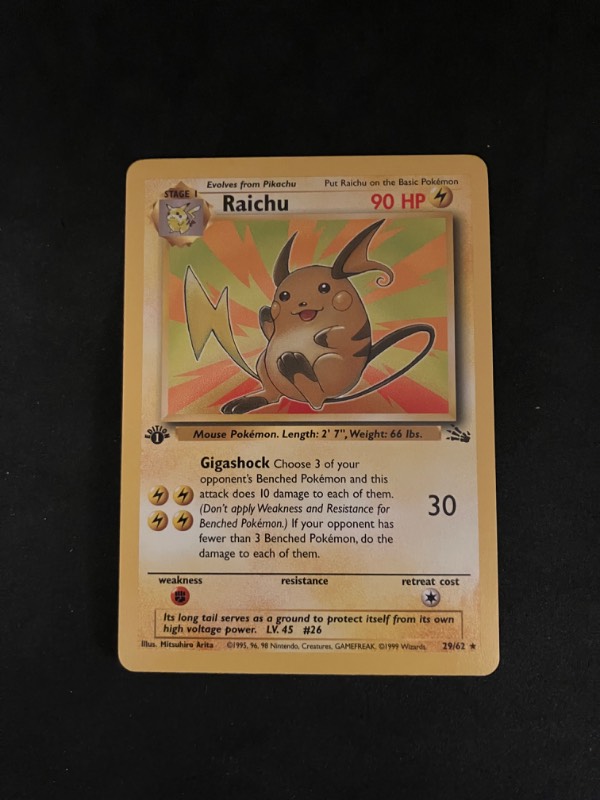 1999 Pokemon 1st Edition Fossil Raichu 29/62