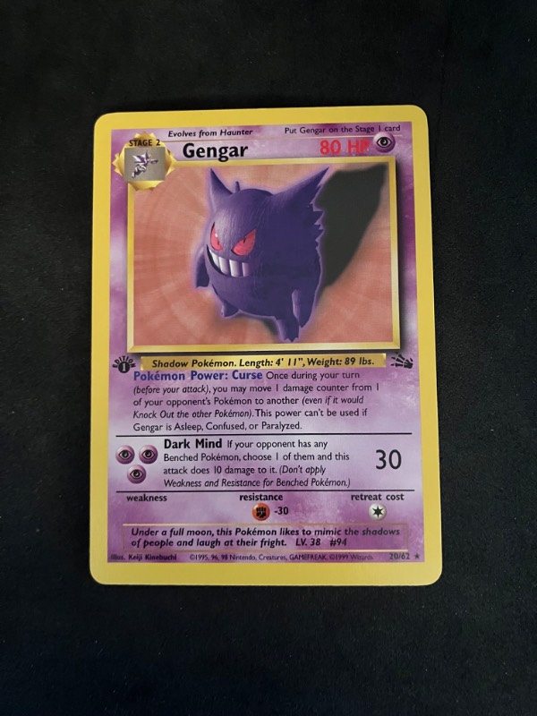 1999 Pokemon 1st Edition Fossil Gengar 20/62