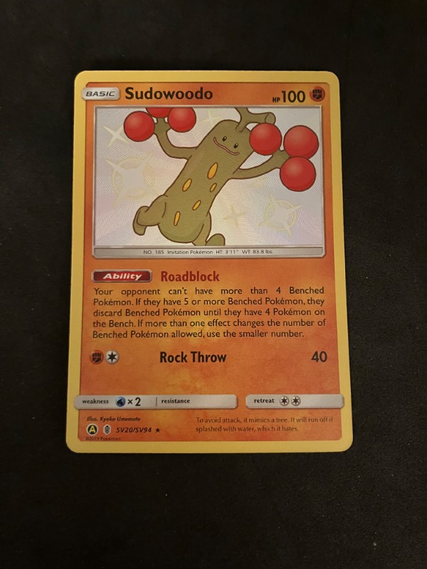 2019 Hidden Fates Shiny Vault Sudowoodo SV20/SV94