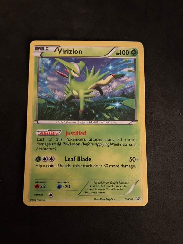 2012 Black and White Pokemon Black Star Promo Virizion BW70