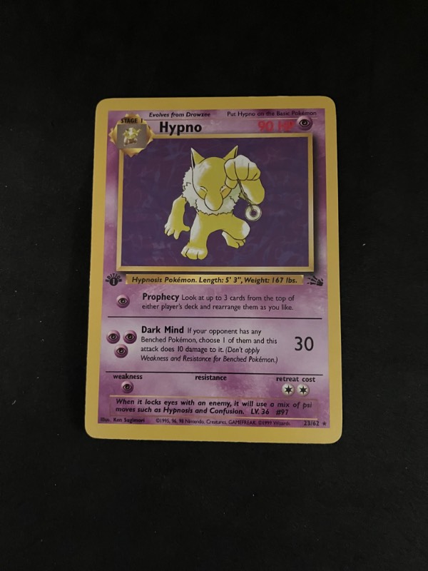 1999 Pokemon 1st Edition Fossil Hypno 23/62